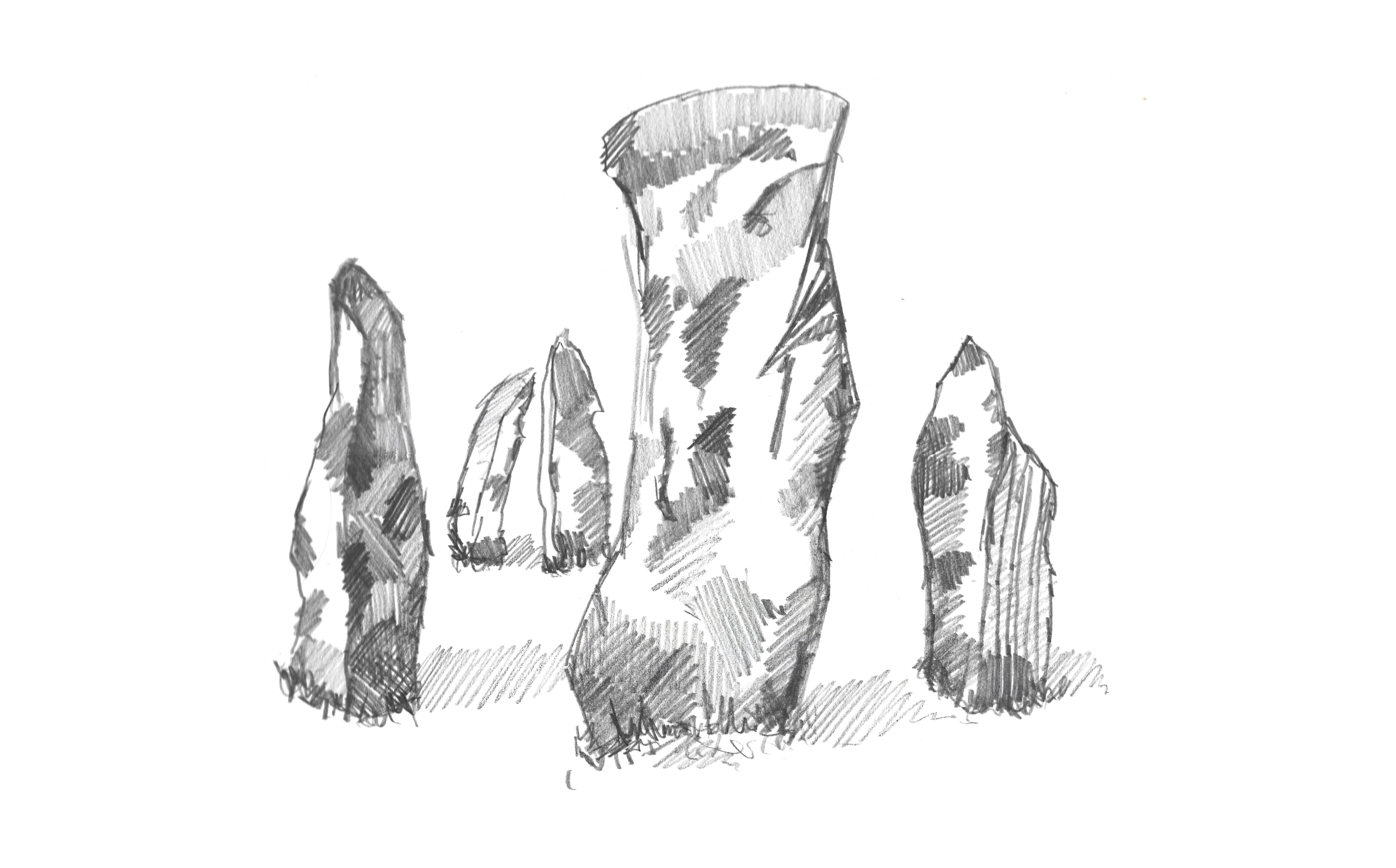 Pencil drawing of standing stones.