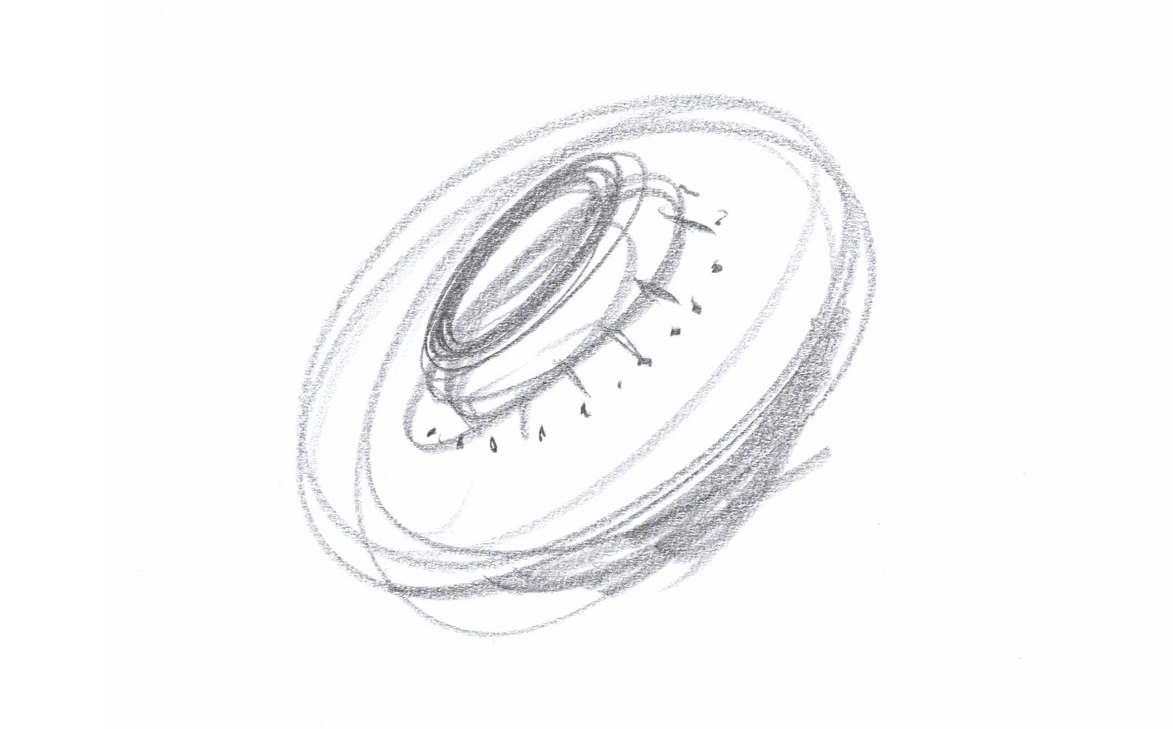 Pencil drawing of a UFO.