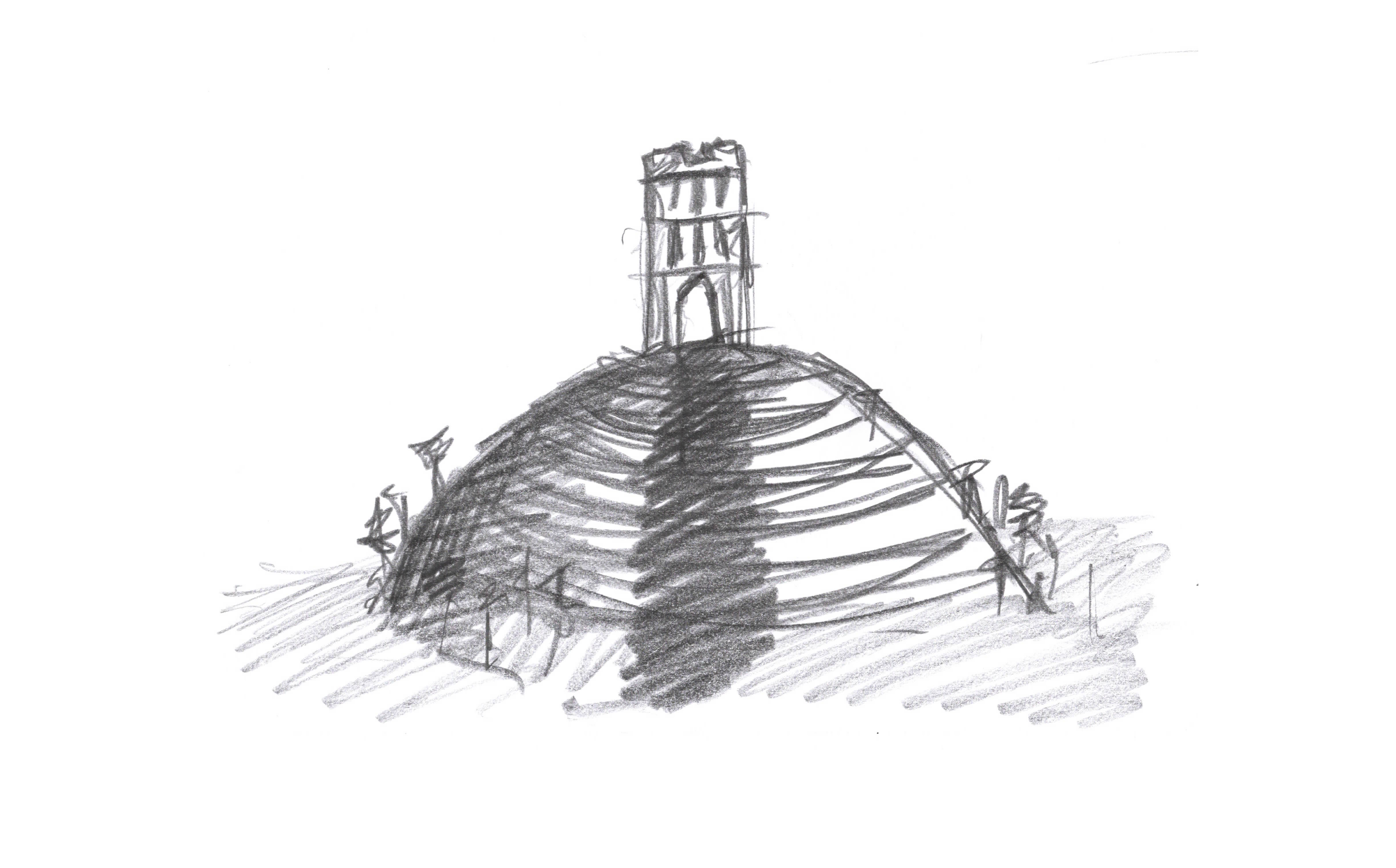 Pencil drawings of Glastonbury Tor