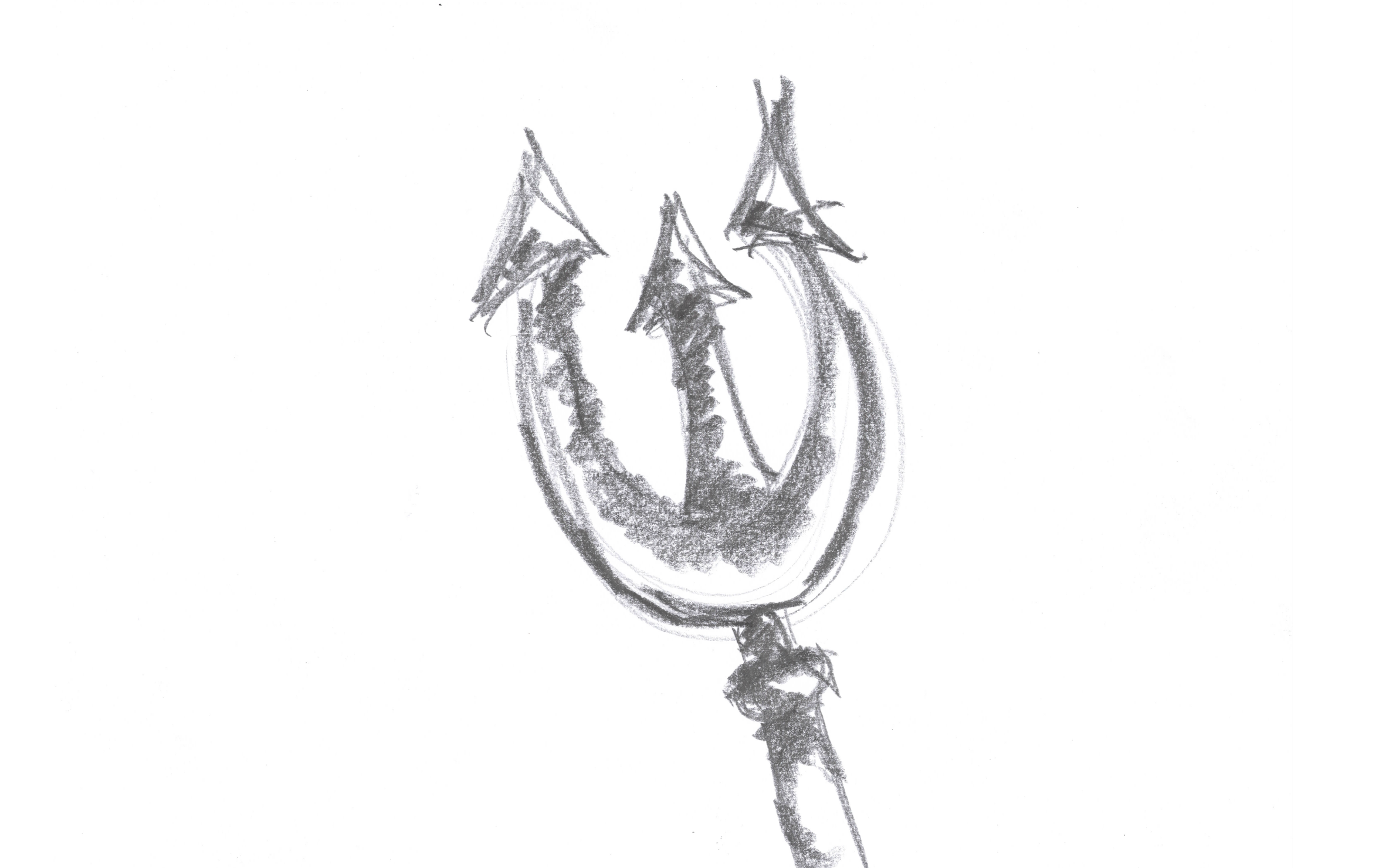 Pencil drawing of Poseidon's trident representing Atlantis