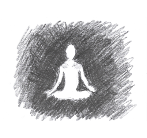 Meditating pencil drawing